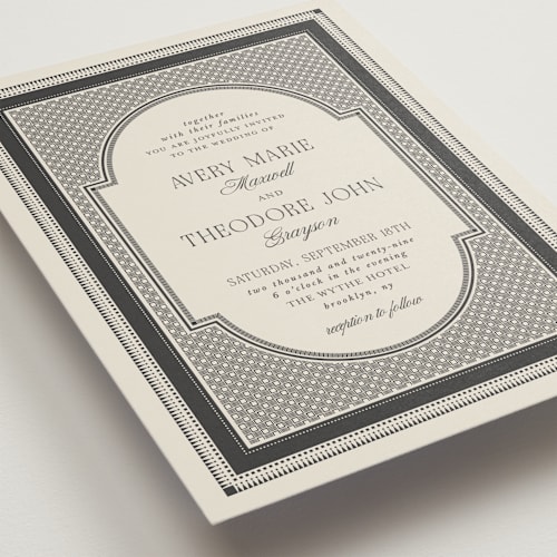 This is a eclipse wedding invitations with standard by Kelly Watkins called literary printing on signature in standard