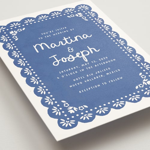 This is a royal blue wedding invitations with standard by Itsy Belle Studio called vienes printing on signature in standard