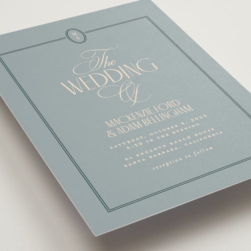 This is a ocean wedding invitations with standard by Owl and Toad called sophisticate printing on signature in standard
