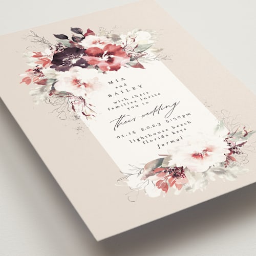 This is a boho wedding invitations with standard by Phrosné Barwood called beautiful spring printing on signature in standard