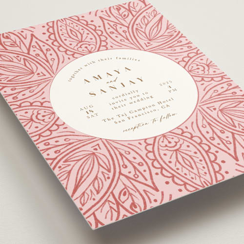 This is a blush wedding invitations with standard by Kanika Mathur called amaya printing on signature in standard