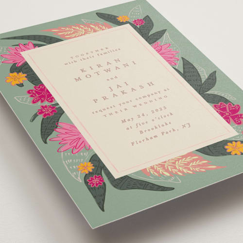 This is a patta wedding invitations with standard by Creo Study called phool bahar printing on signature in standard