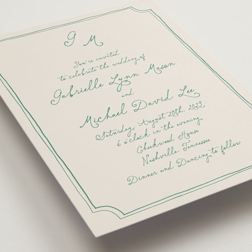 This is a emerald wedding invitations with standard by Kelly Watkins called felicity printing on signature in standard