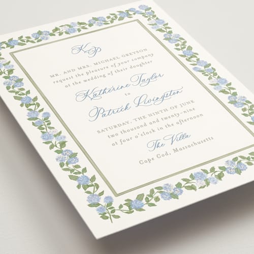 This is a ocean wedding invitations with standard by Creo Study called pillowy border printing on signature in standard