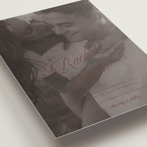 This is a merlot wedding invitations with standard by Paper Raven Co. called vintage romance printing on signature in standard