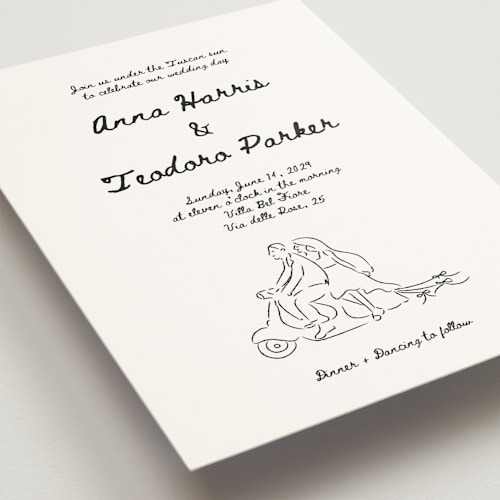 This is a nero wedding invitations with standard by Helena Vitto called amore mio printing on signature in standard