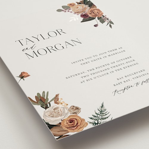 This is a moonstone wedding invitations with standard by Cass Loh called boho chic printing on signature in standard