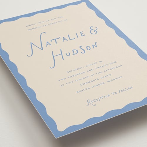 This is a bluebird wedding invitations with standard by Pixel and Hank called lovers printing on signature in standard