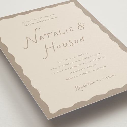 This is a drift wedding invitations with standard by Pixel and Hank called lovers printing on signature in standard