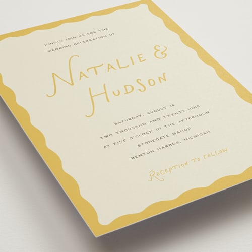 This is a banana wedding invitations with standard by Pixel and Hank called lovers printing on signature in standard