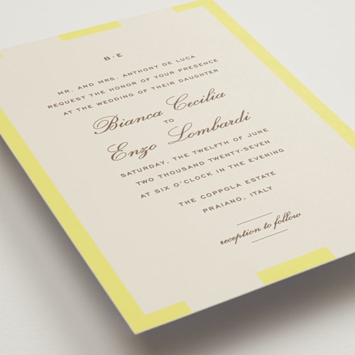 This is a limone wedding invitations with standard by Megan Davis called campania printing on signature in standard