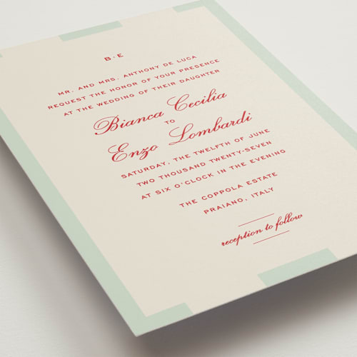 This is a fresca wedding invitations with standard by Megan Davis called campania printing on signature in standard