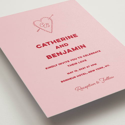 This is a cherry wedding invitations with standard by Helena Vitto called crazy little thing called love printing on signature in standard