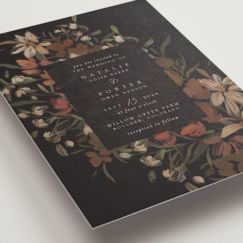 This is a rust wedding invitations with standard by Grace Kreinbrink called fall garden bouquet printing on signature in standard