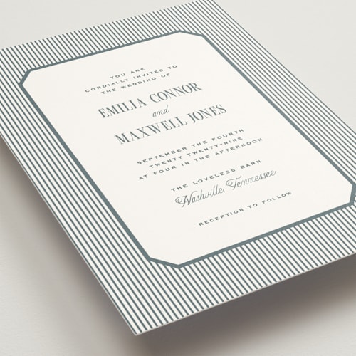This is a capri wedding invitations with standard by Emily Betts called modern stripes printing on signature in standard