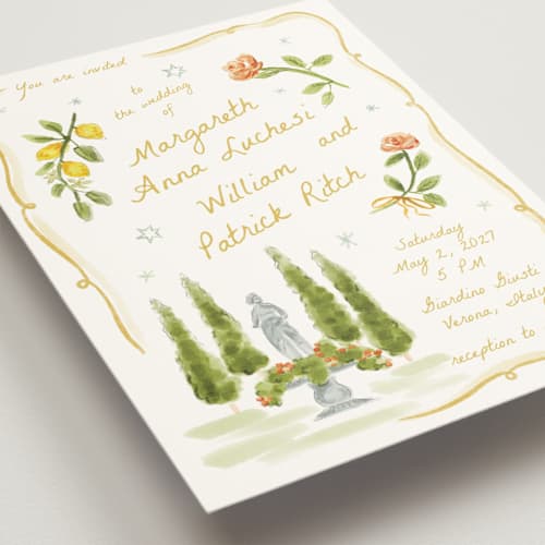 This is a limone wedding invitations with standard by Pati Cascino called giardino printing on signature in standard