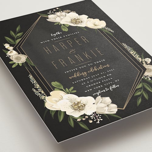 This is a onyx wedding invitations with standard by Susan Moyal called jewel printing on signature in standard