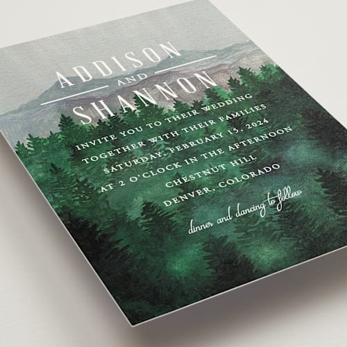 This is a smoke wedding invitations with standard by Elly called adventure awaits printing on signature in standard