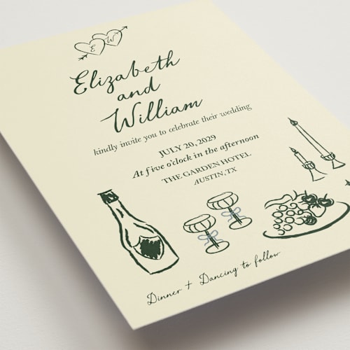 This is a forest wedding invitations with standard by Helena Vitto called vintage lovers printing on signature in standard