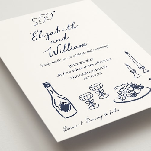 This is a midnight wedding invitations with standard by Helena Vitto called vintage lovers printing on signature in standard