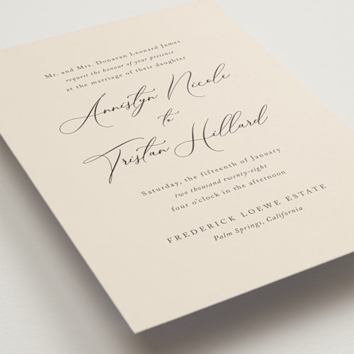 This is a mocha wedding invitations with standard by Jennifer Postorino called love story printing on signature in standard