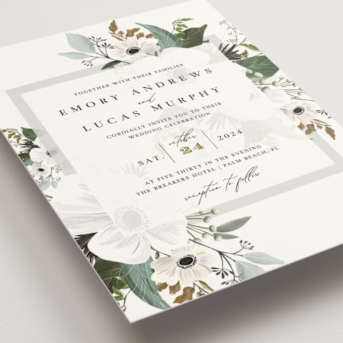 This is a pistachio wedding invitations with standard by Nicole Whiddon called inverness printing on signature in standard