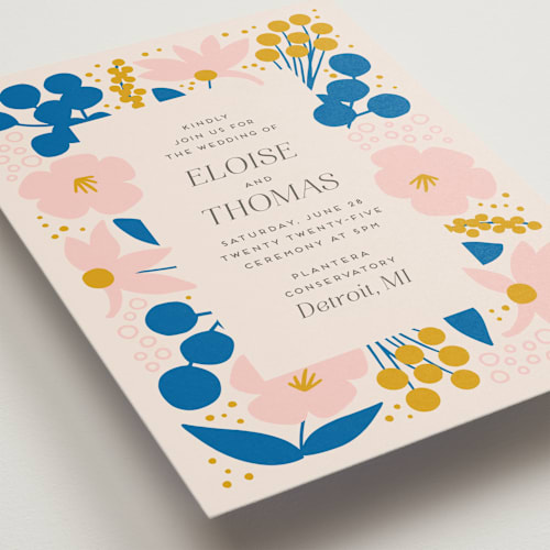This is a cobalt wedding invitations with standard by Genna Blackburn called blossoms abound printing on signature in standard
