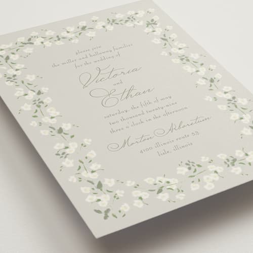 This is a mist wedding invitations with standard by Baumbirdy called rosebud printing on signature in standard