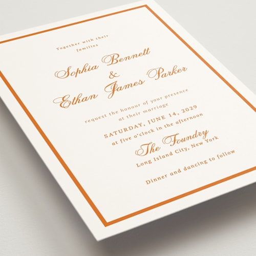 This is a citrus burst wedding invitations with standard by Cass Loh called chic union printing on signature in standard