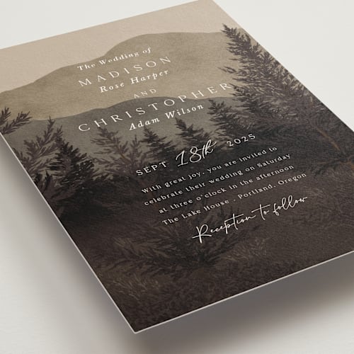 This is a vintage wedding invitations with standard by Elly called the forest printing on signature in standard