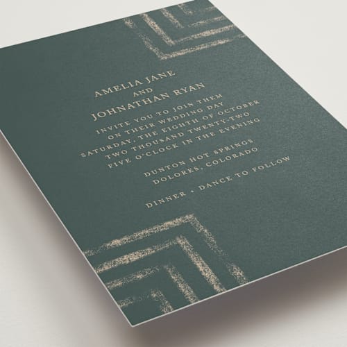 This is a jade wedding invitations with standard by Something Noir called simply modern printing on signature in standard