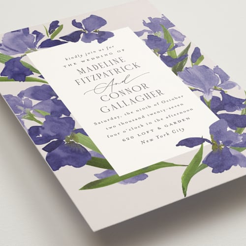 This is a amethyst wedding invitations with standard by Everett Paper Goods called irises printing on signature in standard