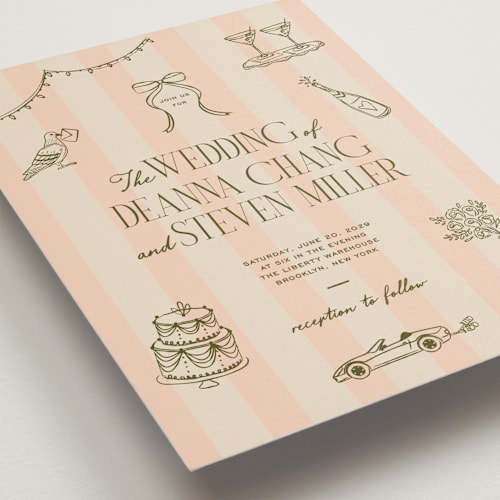 This is a peach wedding invitations with standard by Jennifer Lew called thompson printing on signature in standard