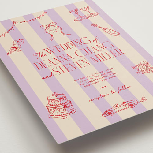 This is a lilac wedding invitations with standard by Jennifer Lew called thompson printing on signature in standard