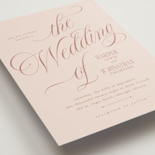 This is a rose wedding invitations with standard by Kate Ahn called mirin printing on signature in standard