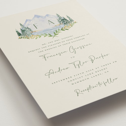 This is a summer wedding invitations with standard by Petra Kern called miniature mountainscape printing on signature in standard