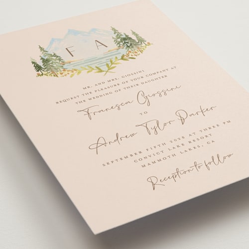 This is a dawn wedding invitations with standard by Petra Kern called miniature mountainscape printing on signature in standard