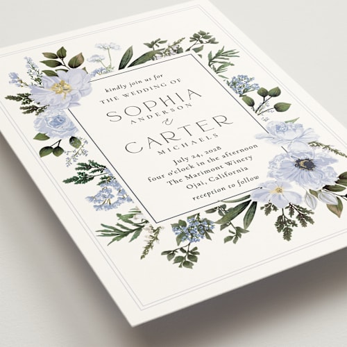 This is a lilac wedding invitations with standard by Susan Moyal called botanical love printing on signature in standard