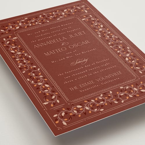 This is a harvest wedding invitations with standard by Ashlee Townsend called juliet printing on signature in standard