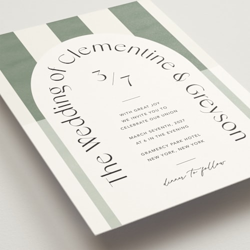 This is a spruce wedding invitations with standard by Blustery August called trois printing on signature in standard
