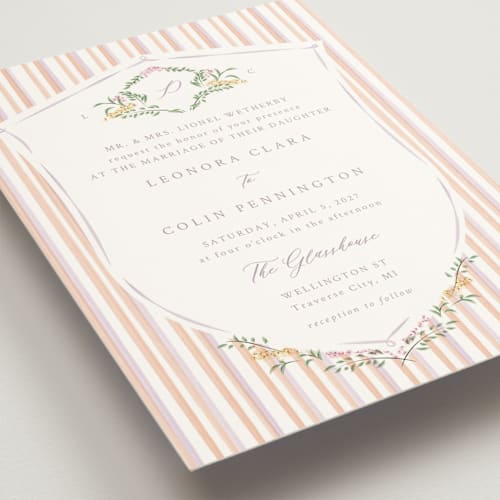 This is a passion fruit wedding invitations with standard by Corinne Malesic called vintage whimsy printing on signature in standard