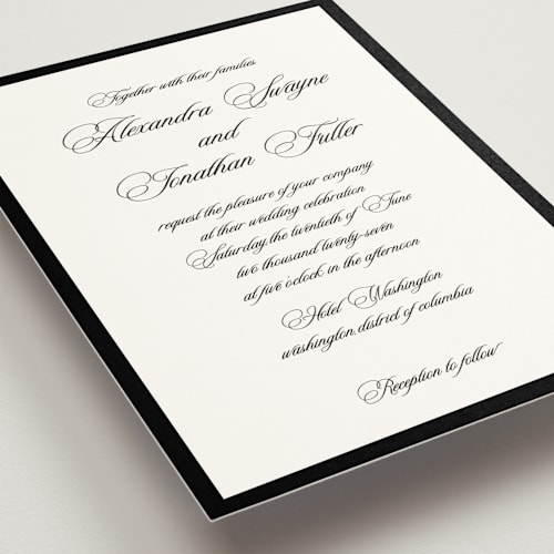 This is a ink wedding invitations with standard by That Girl Press called black tie printing on signature in standard