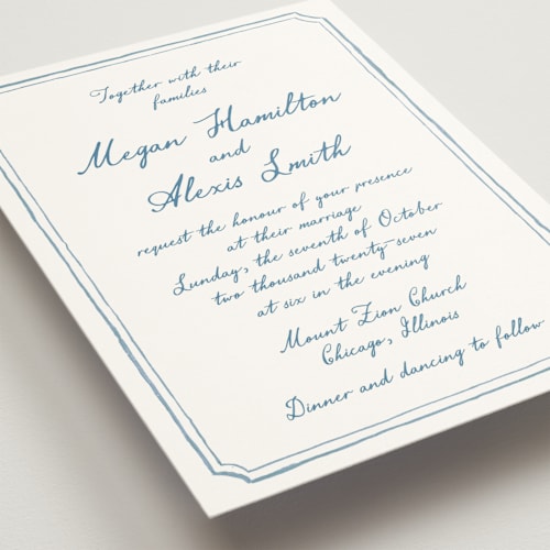 This is a neptune wedding invitations with standard by Cass Loh called handwritten printing on signature in standard