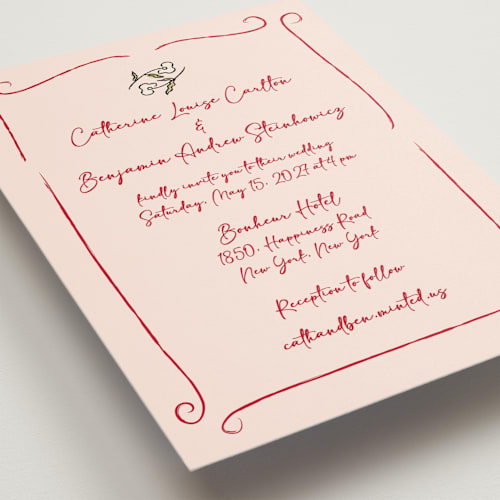 This is a cherry wedding invitations with standard by Helena Vitto called the pairfect printing on signature in standard
