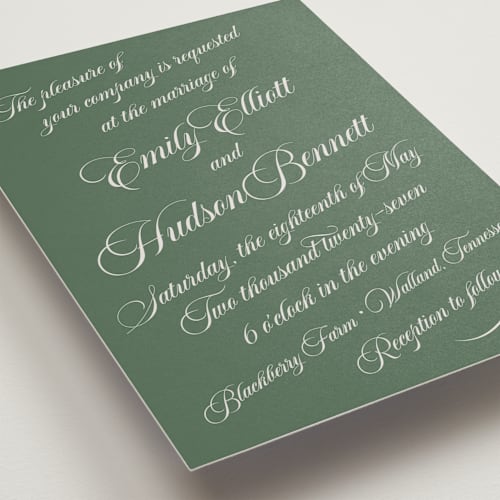 This is a garden wedding invitations with standard by Alston Foster called enchanted printing on signature in standard