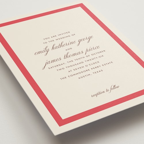 This is a berry wedding invitations with standard by Megan Davis called montauk printing on signature in standard