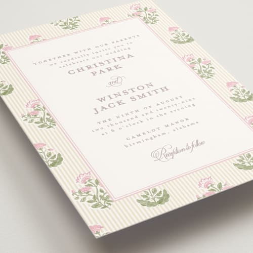 This is a rosebud wedding invitations with standard by Creo Study called patterned florals printing on signature in standard