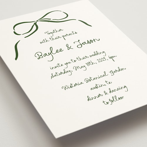 This is a jade wedding invitations with standard by Jelena Vuletic called inkwoven printing on signature in standard