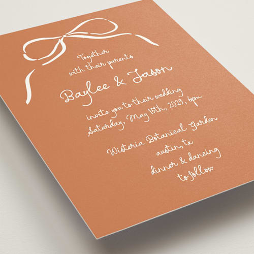 This is a burnt sienna wedding invitations with standard by Jelena Vuletic called inkwoven printing on signature in standard