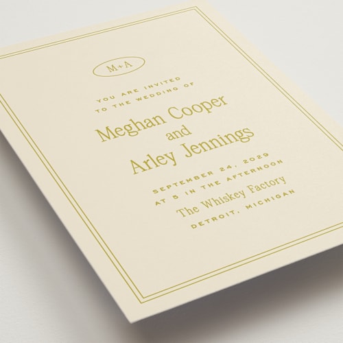 This is a chartreuse wedding invitations with standard by Ellen Schlegelmilch called cherry printing on signature in standard